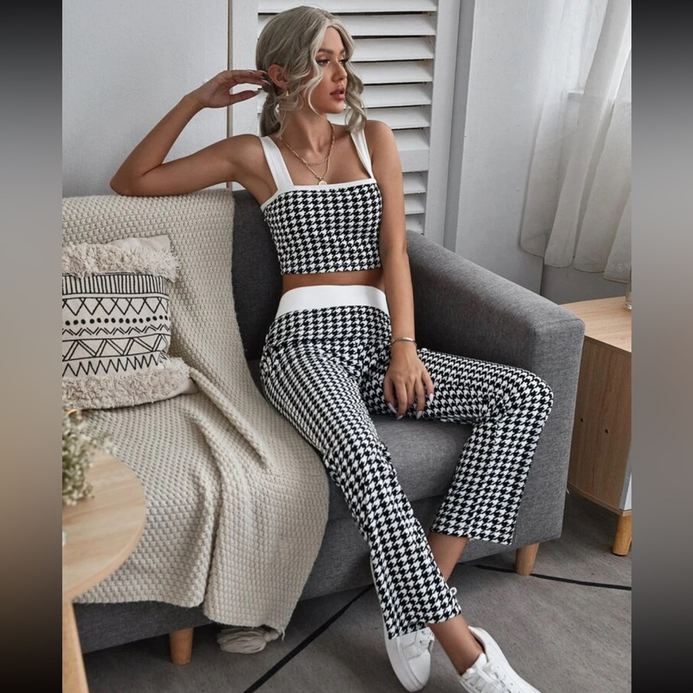 Houndstooth pant and crop top set